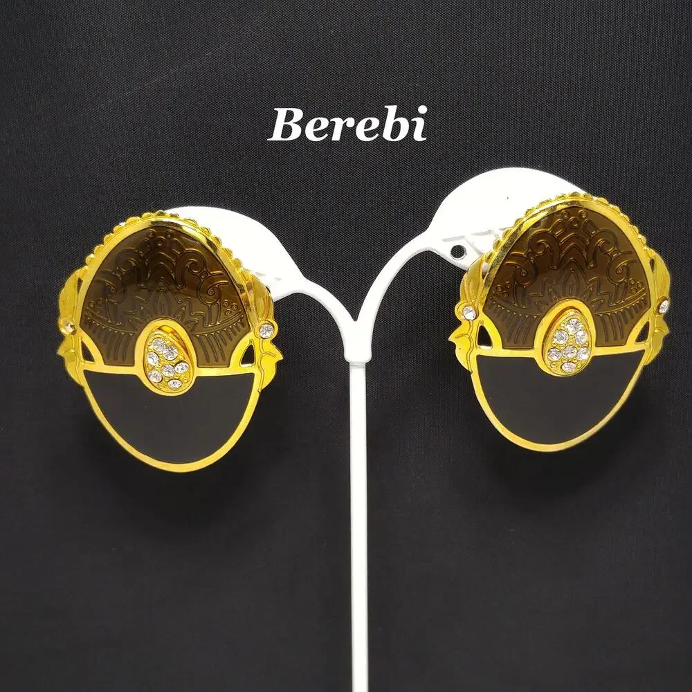 Berebi Large Enamel Rhinestone Post Earrings, Textured Brown & Black, 1980s